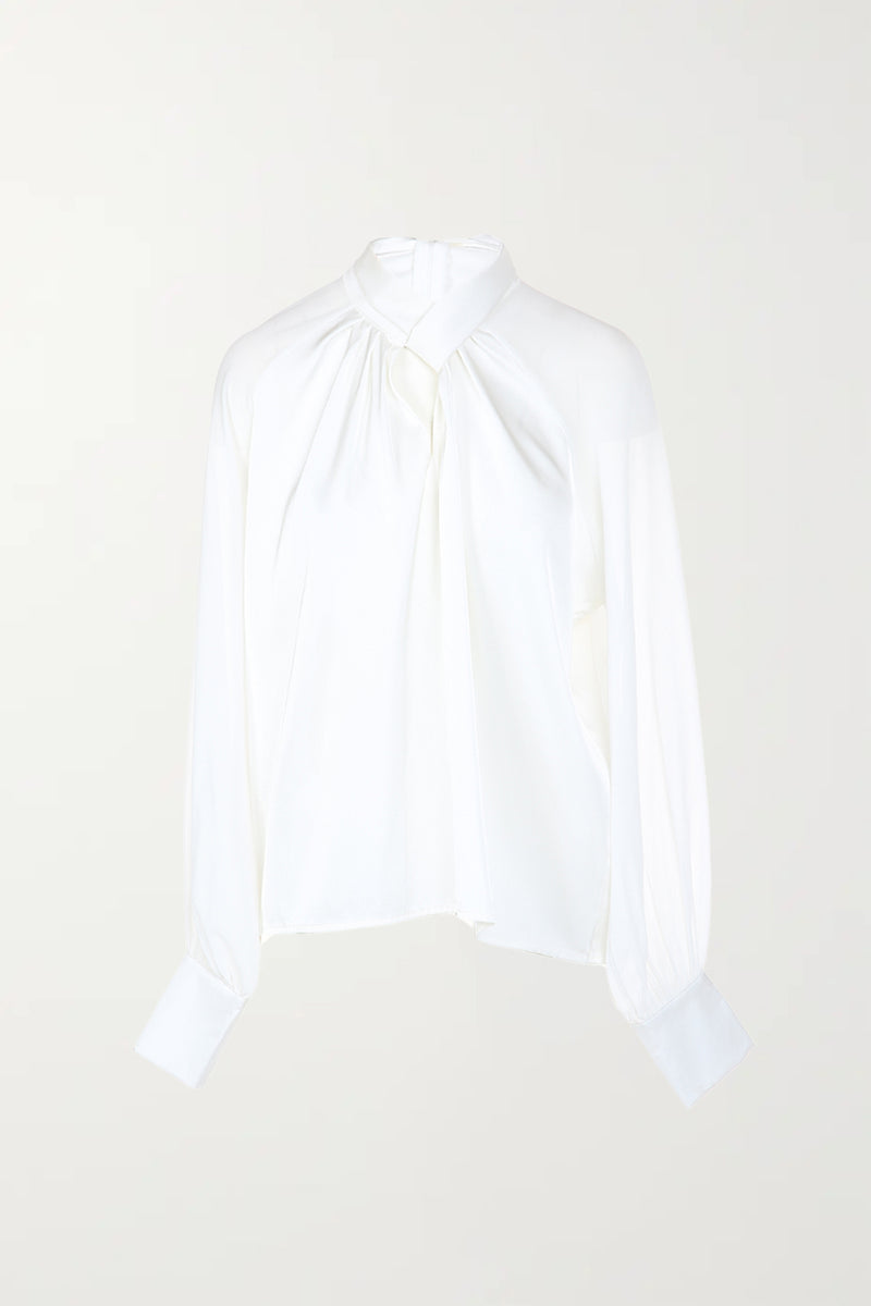 Scarf Style Neck Detail Blouse - Shop Beulah Style