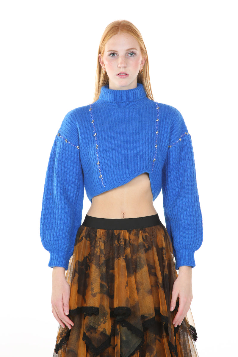 Turtleneck Cropped Knitted Top - Shop Beulah Style