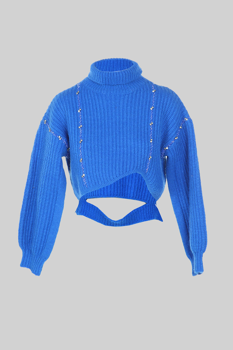 Turtleneck Cropped Knitted Top