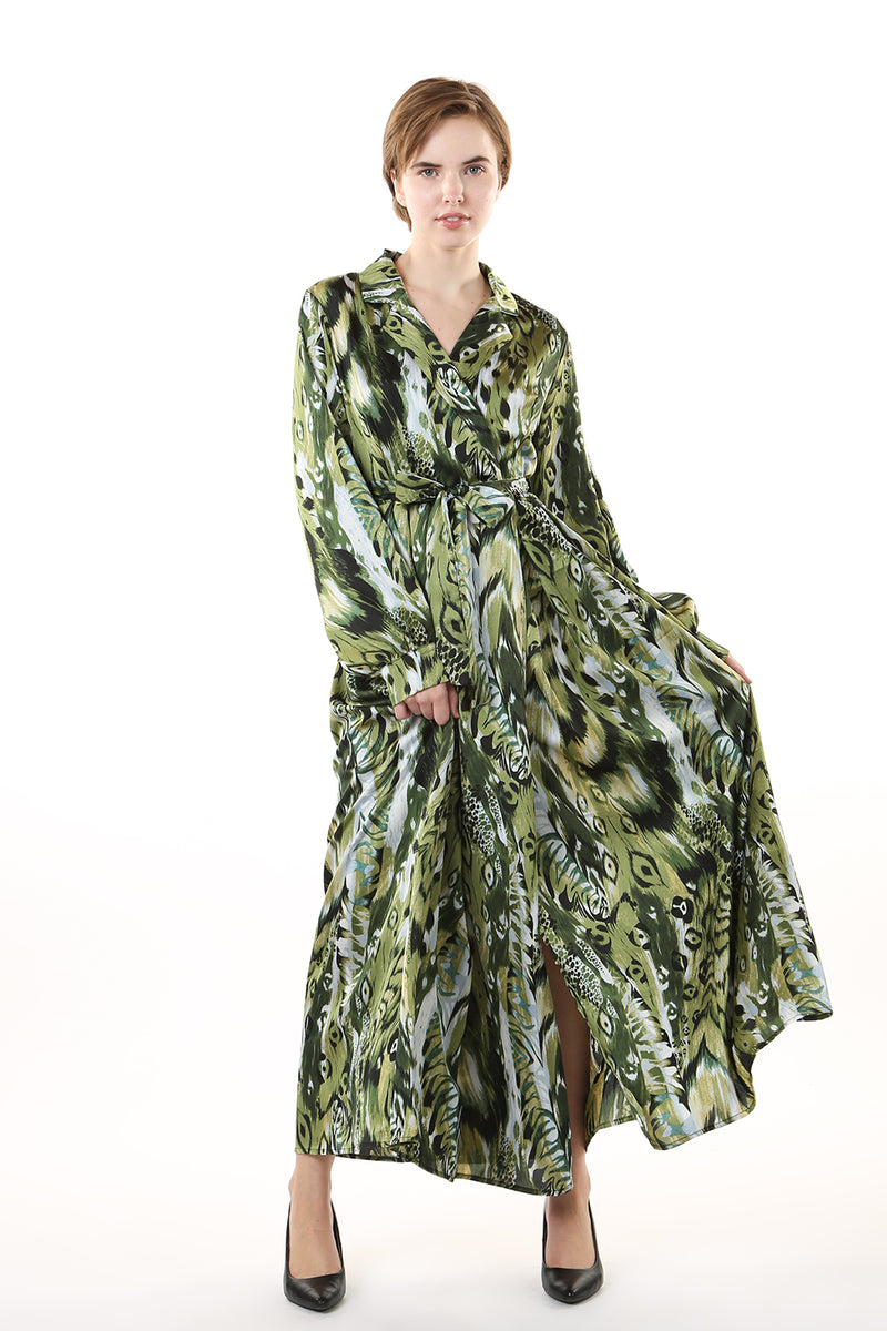 Lapel Print Wrap Dress - Shop Beulah Style