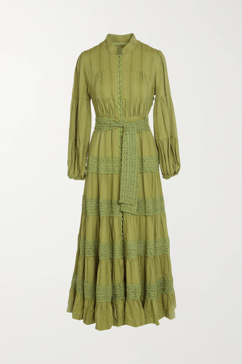 Cotton Lace Tiered Long Dress - Shop Beulah Style