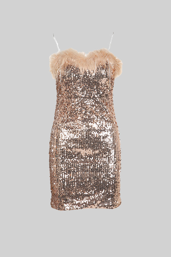 Rhinestones Strap Sequin Mini Dress
