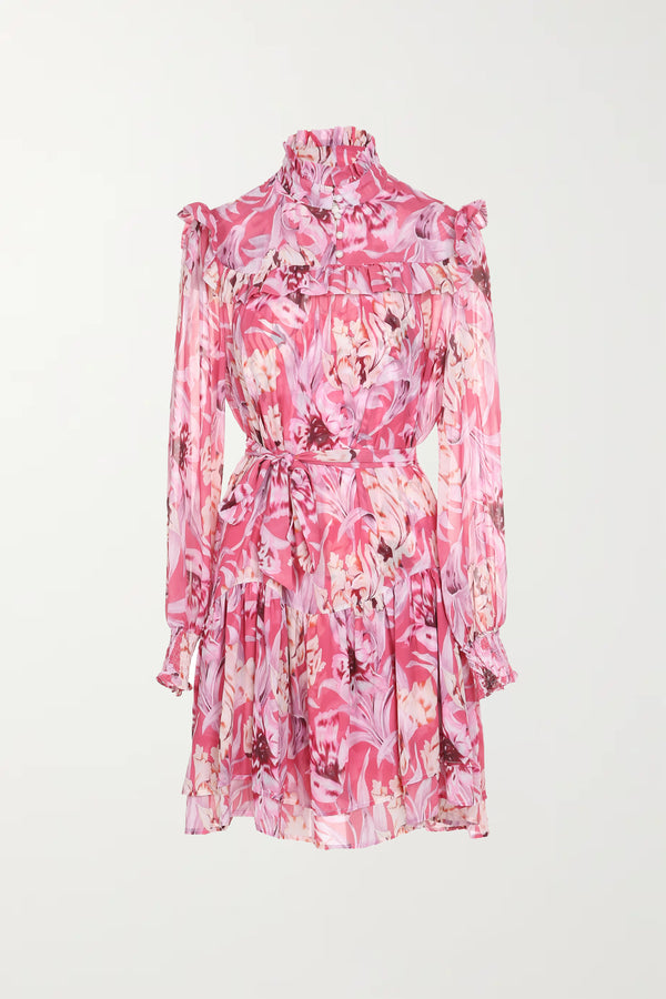 RUFFLE FLOWER PINK DRESS - Shop Beulah Style