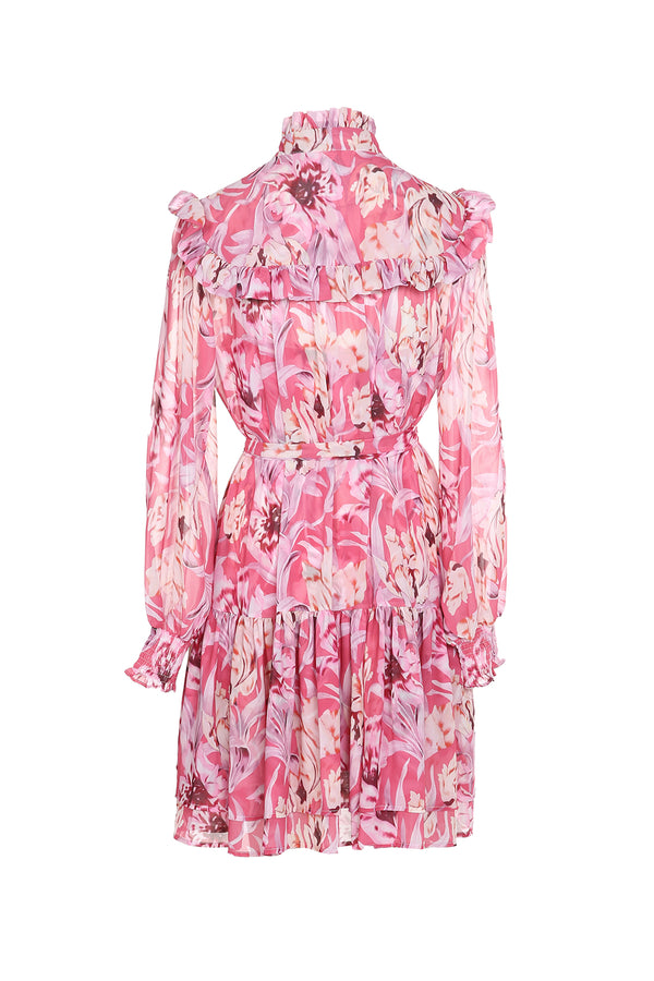 Ruffle Flower Print Pink Dress - Shop Beulah Style