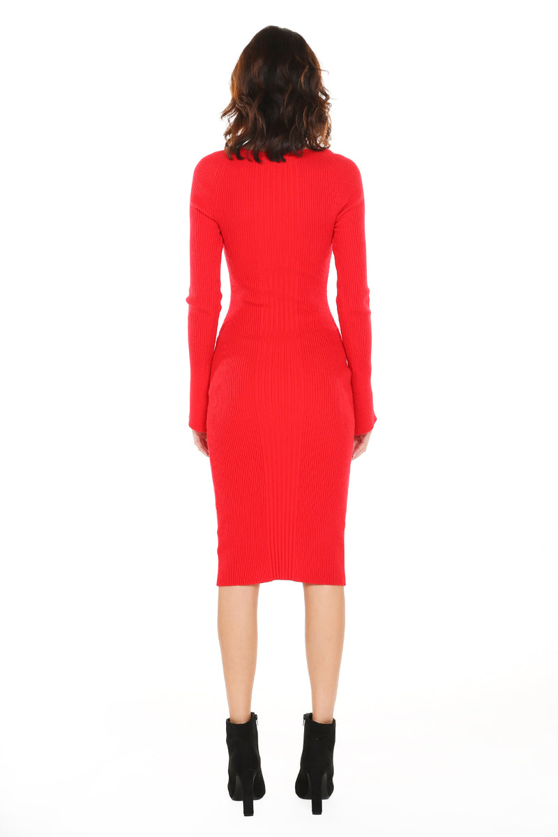 Flower Pinned Ribbed Midi Dress - Shop Beulah Style