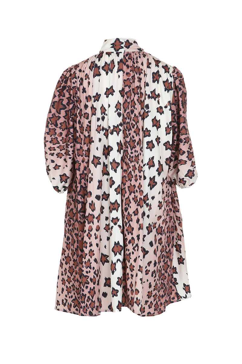Leopard Print Tie Around Neck Balloon Sleeve Top - Shop Beulah Style