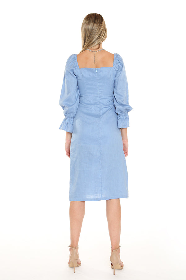 Square Neck Linen Dress - Shop Beulah Style
