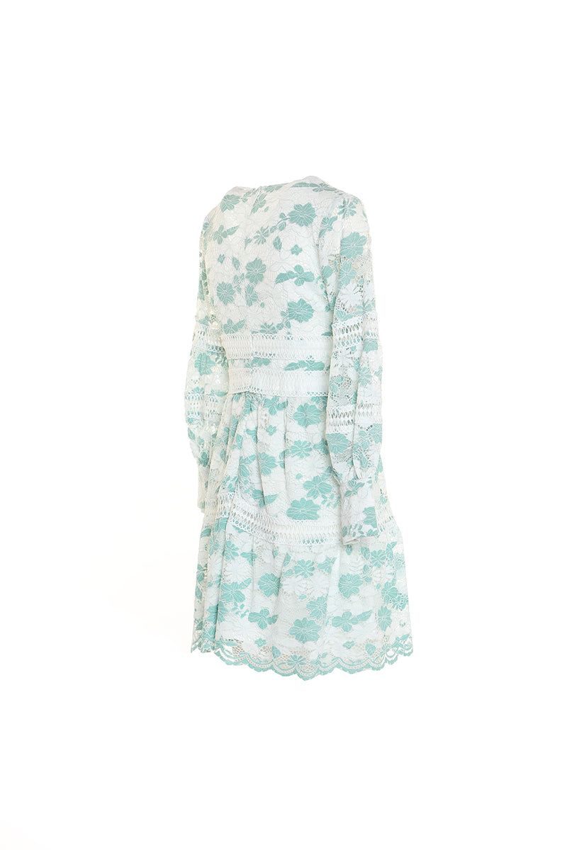 TWO TONE FULL LACE COVERED MINI DRESS - Shop Beulah Style