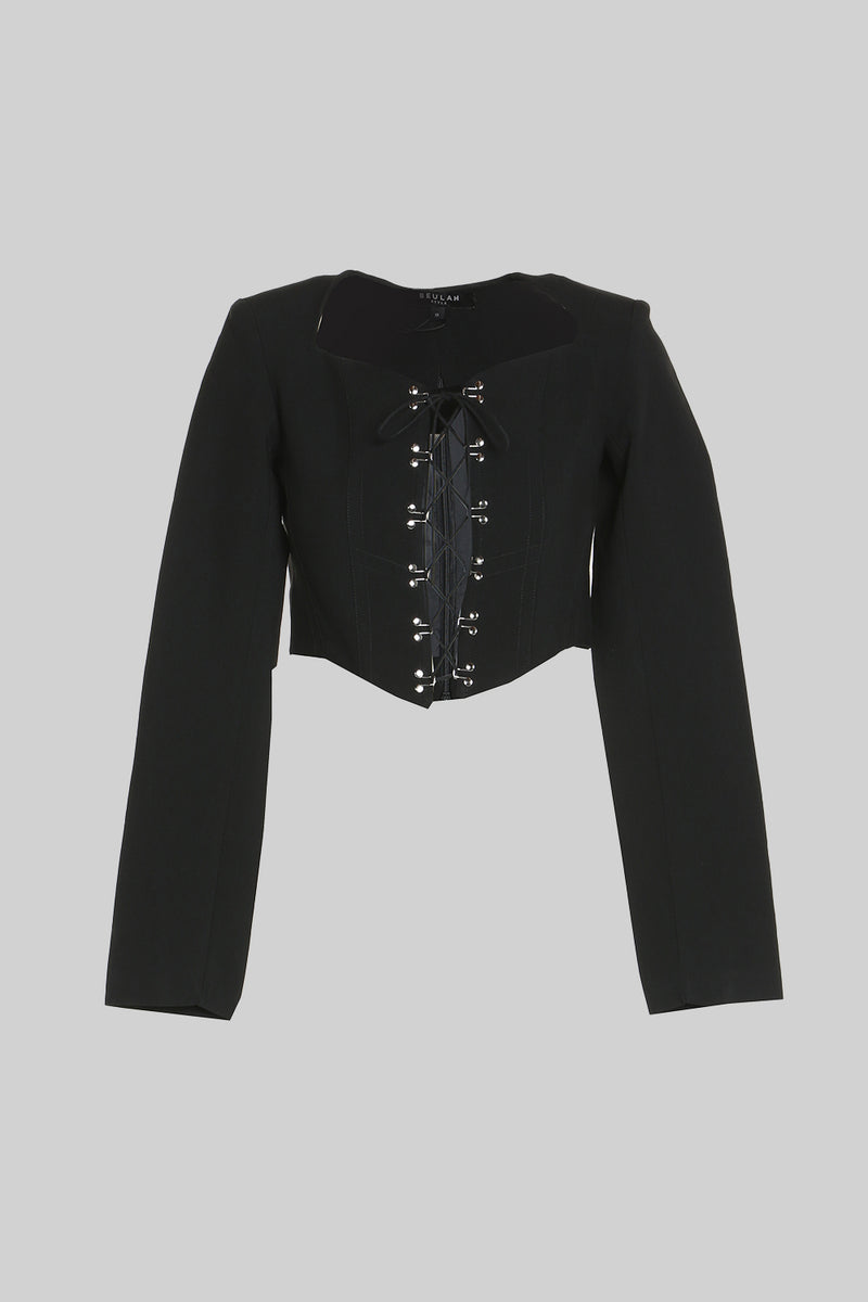 Corset Laced  Cropped Jacket - Shop Beulah Style