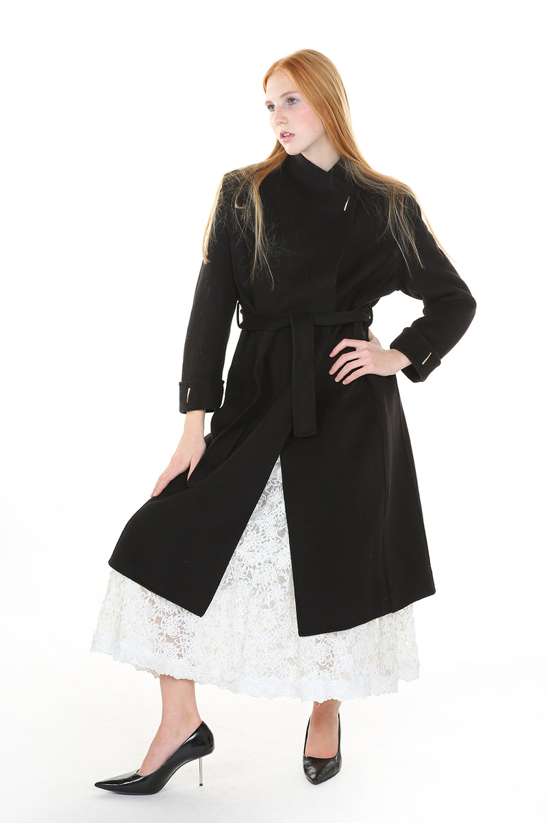 Cashmere Stand Collar Long Coat - Shop Beulah Style