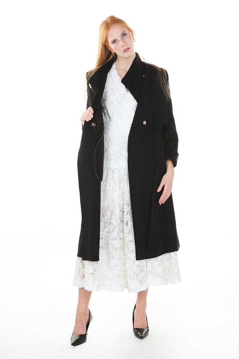 Cashmere Stand Collar Long Coat - Shop Beulah Style