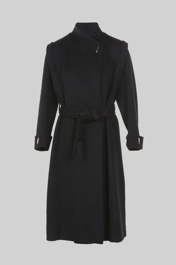 Cashmere Stand Collar Long Coat