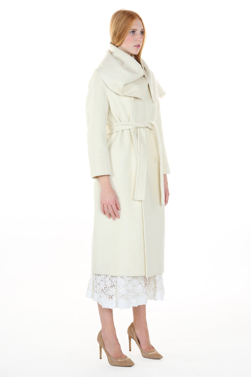 Neck Scarf Double Breasted Cashmere Coat - Shop Beulah Style
