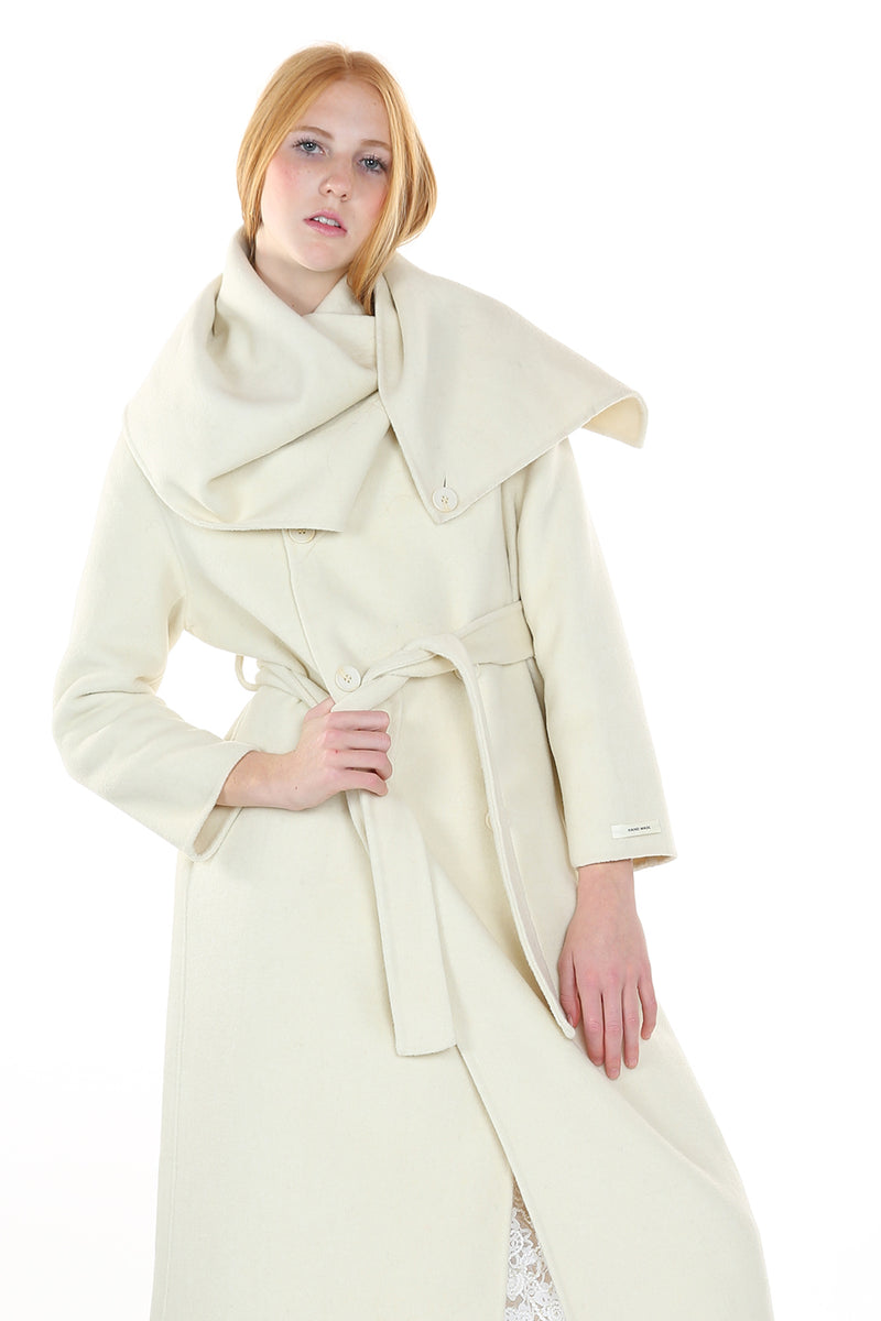 Neck Scarf Double Breasted Cashmere Coat - Shop Beulah Style