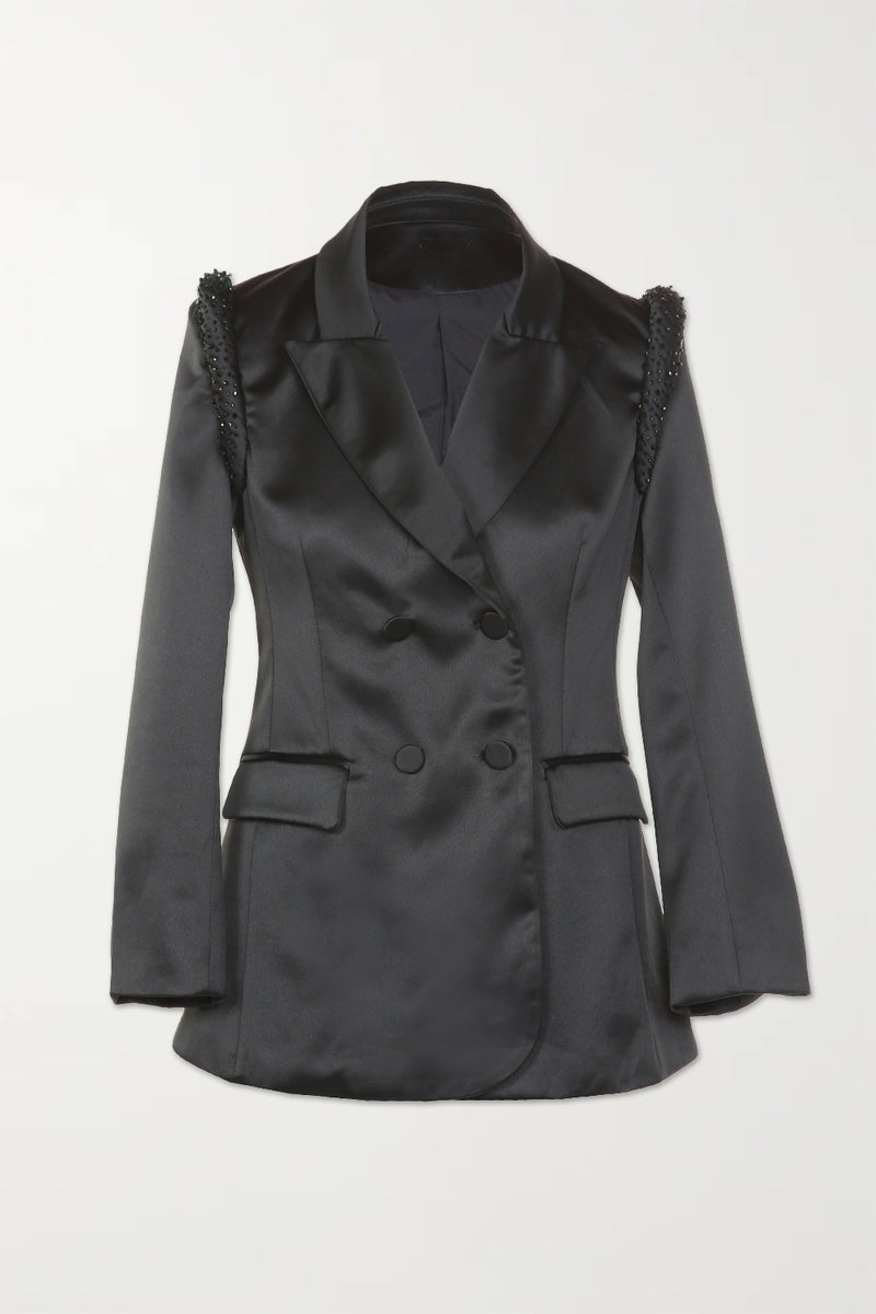 Shoulder Embellishment  Satin Blazer - Shop Beulah Style