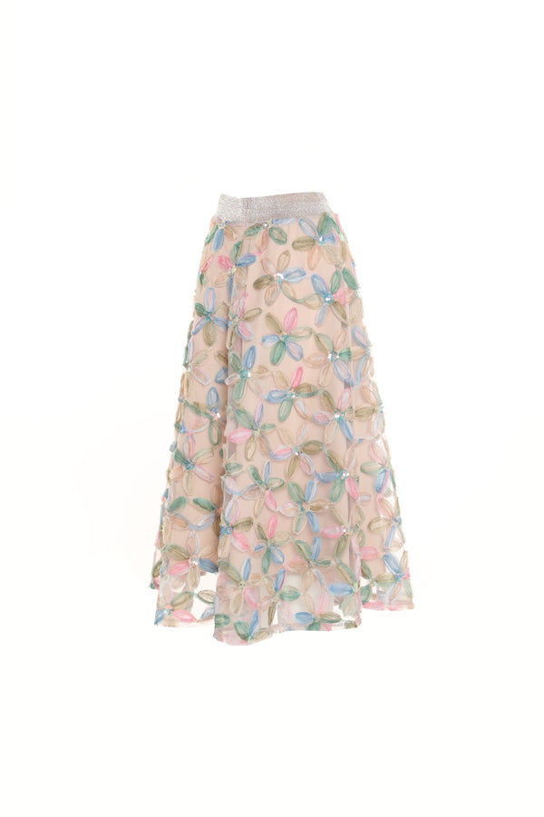Floral Sequin Mesh Layered Skirt - Shop Beulah Style