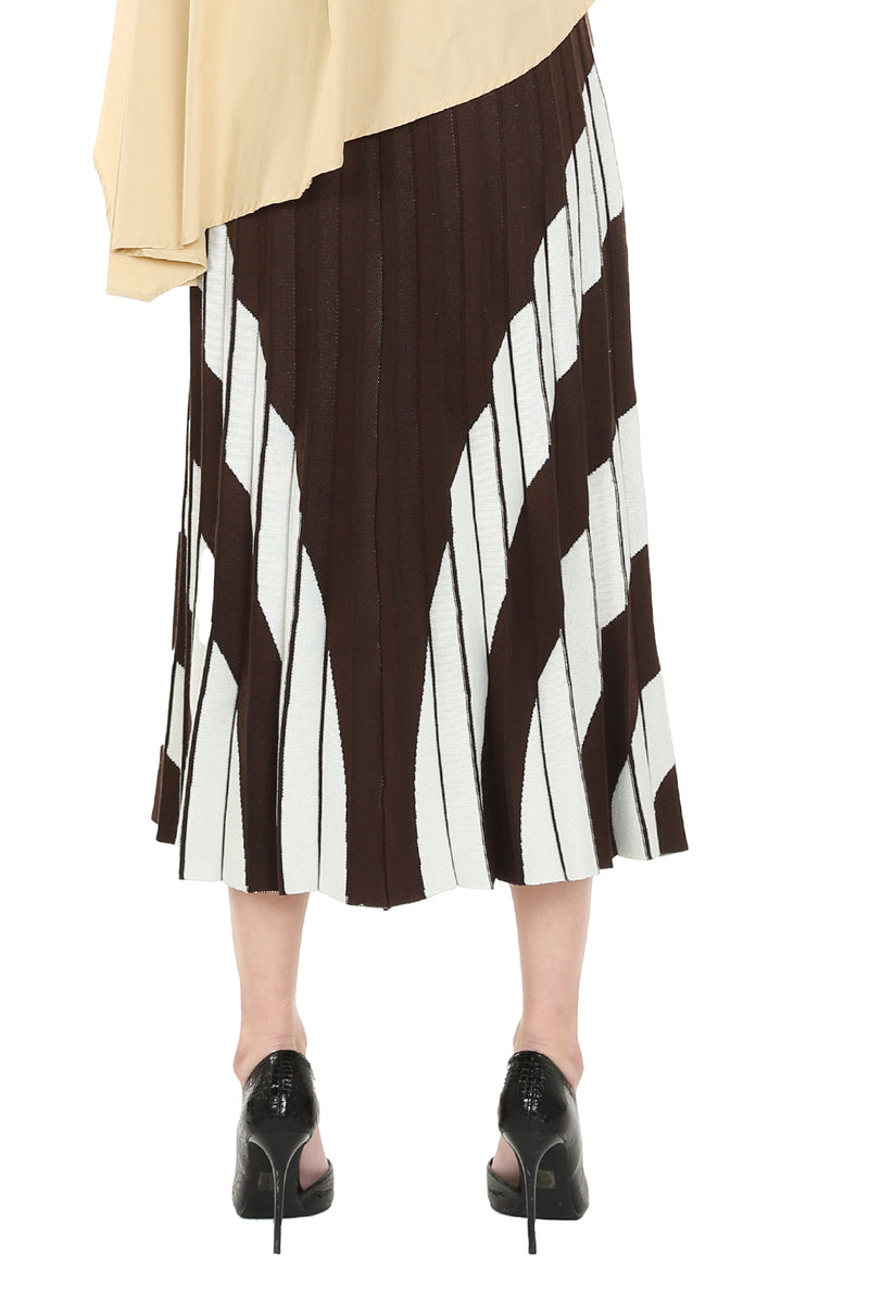 Pleated Diagonal Pattern Midi Skirt - Shop Beulah Style