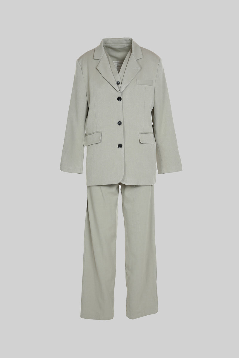 Relaxed Fit 3 Piece Tailored Cotton Suit Sets