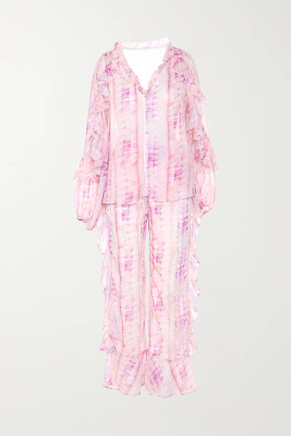 RUFFLED DETAIL MULTI PRINT GAUZE TWO PIECE SETS - Shop Beulah Style