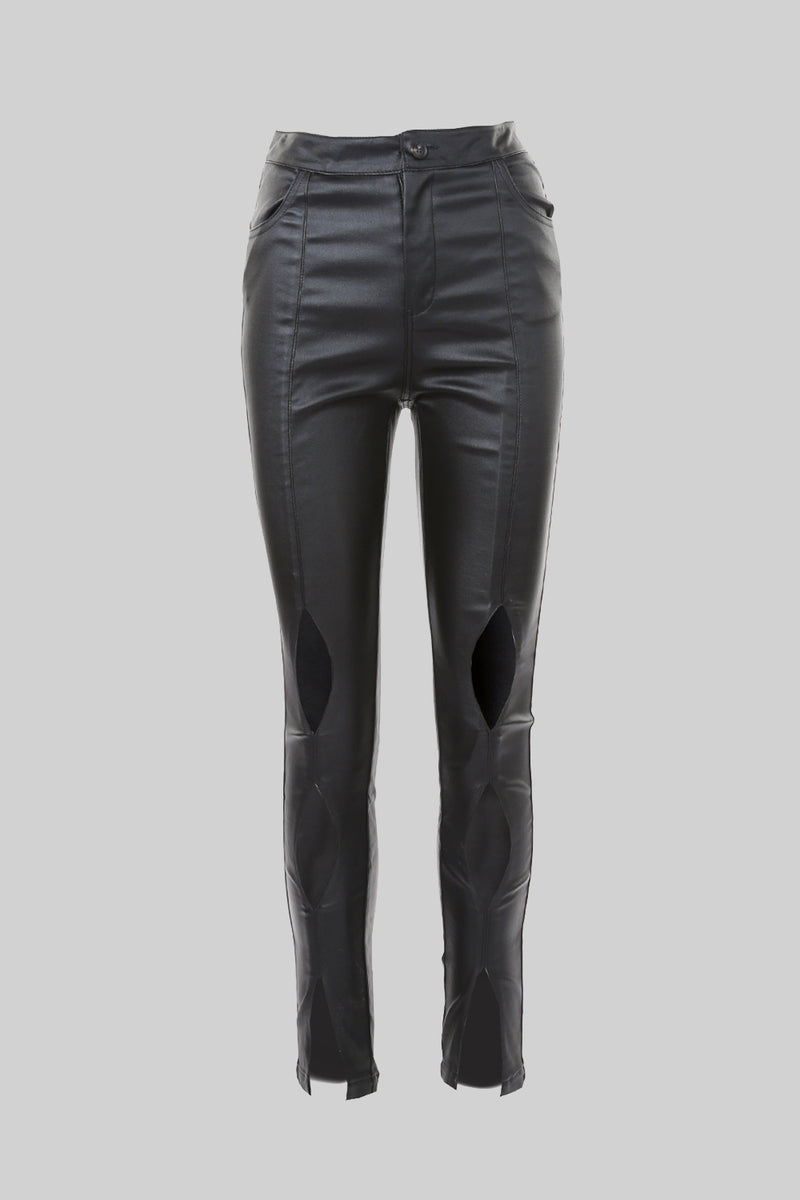 Faux Leather Cutout Pants