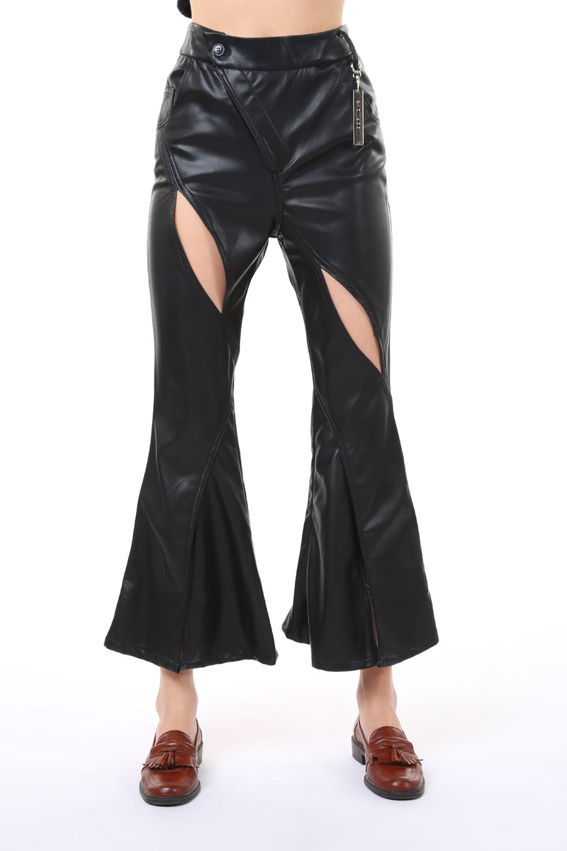 Faux Leather Cutout Pants - Shop Beulah Style