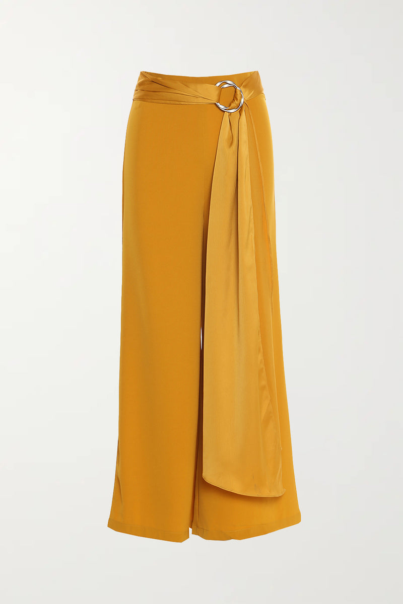 Wide Pants With Satin & O-Ring - Shop Beulah Style