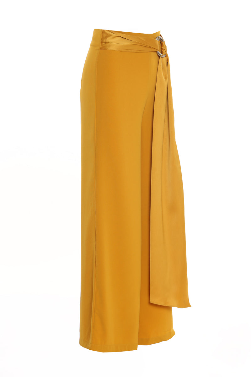 Wide Pants With Satin & O-Ring - Shop Beulah Style