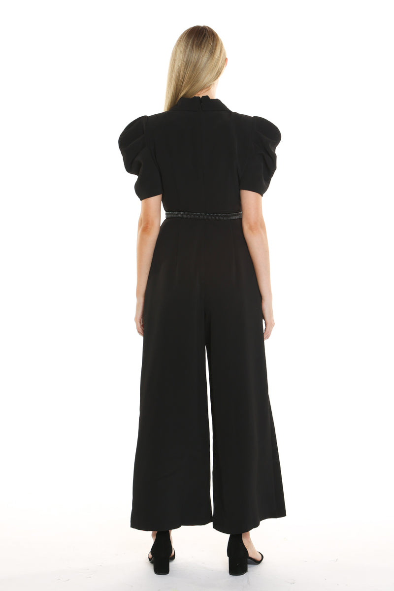 Wide Notched Lapel Jumpsuit With Leather Belt - Shop Beulah Style