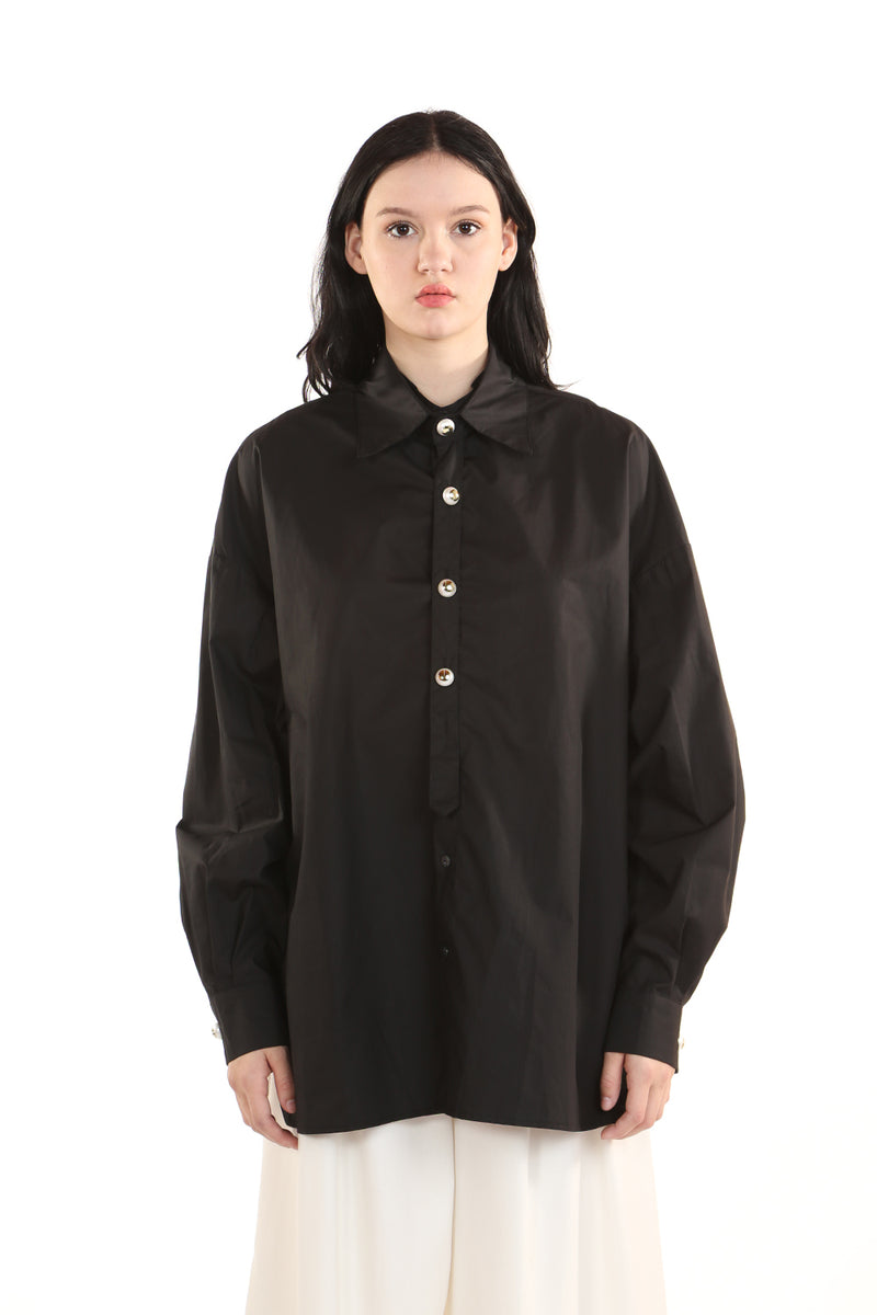 Wide Collar Shirt with Accent Buttons - Shop Beulah Style