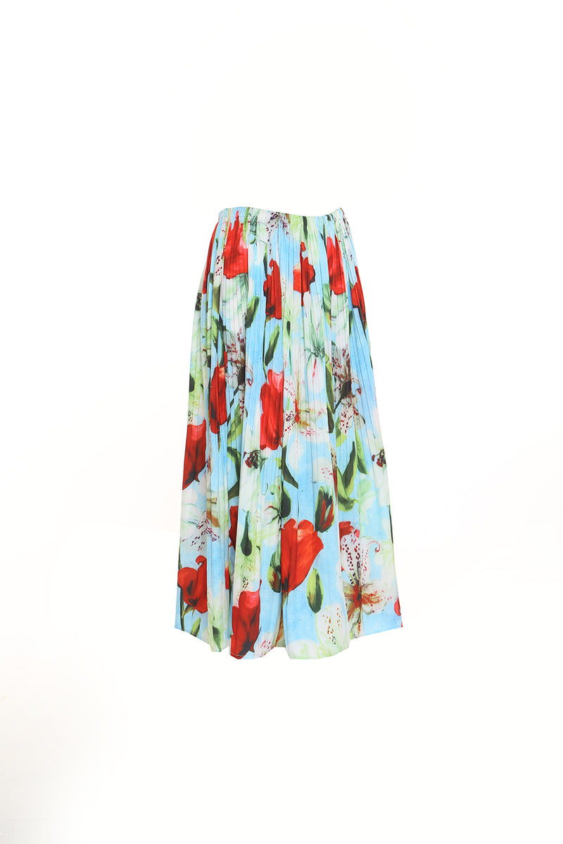 Print Flare Skirt With Pleats - Shop Beulah Style