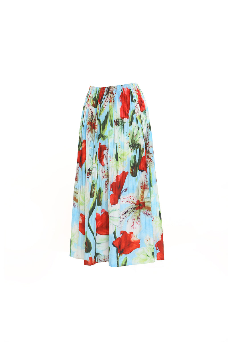 Print Flare Skirt With Pleats - Shop Beulah Style