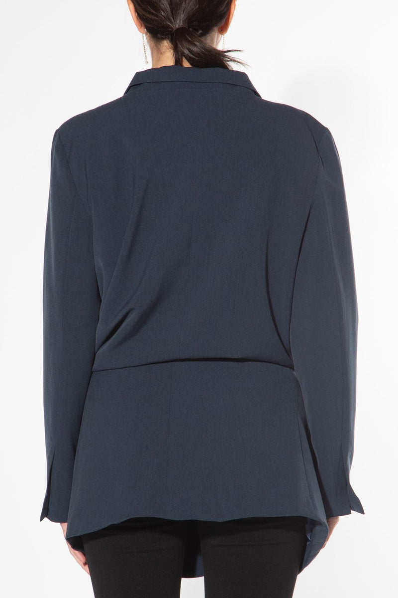 Single Button Notch Collar Jacket - Shop Beulah Style